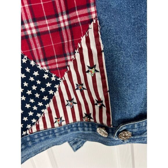 Tantrums Womens Fourth of July Patriot Jean Jacket Stars N Stripes Small - Picture 7 of 7